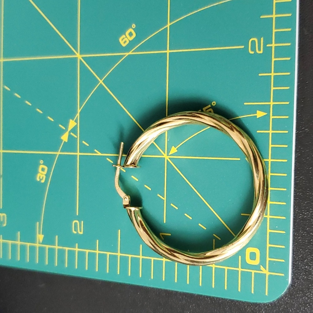 18K Gold Italian Twisted Plated (?) Hoop Earrings - Picture 7 of 7